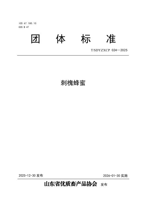 T/SDYZXCP 024-2025 刺槐蜂蜜