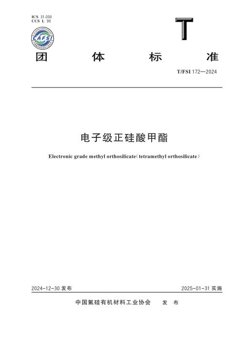 T/FSI 172-2024 电子级正硅酸甲酯