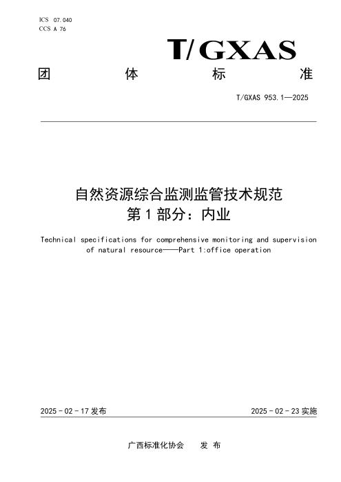 T/GXAS 953.1-2025 自然资源综合监测监管技术规范 第1部分：内业