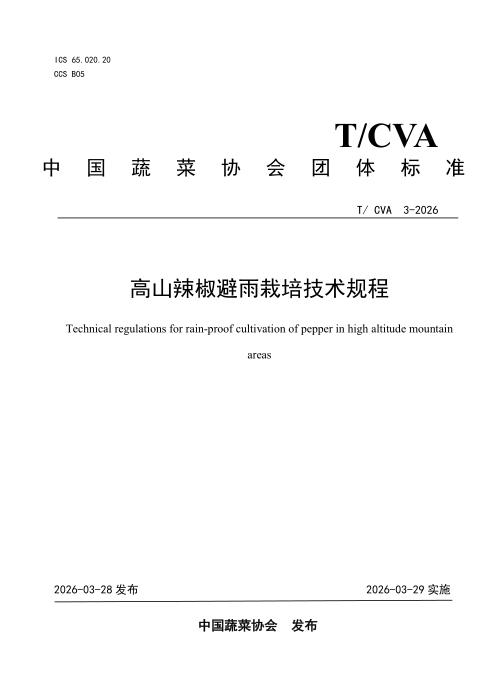 T/CVA 3-2026 高山辣椒避雨栽培技术规程