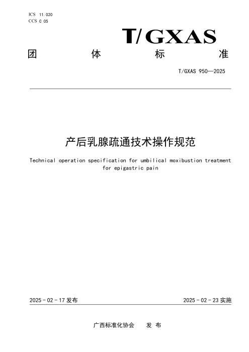 T/GXAS 950-2025 产后乳腺疏通技术操作规范