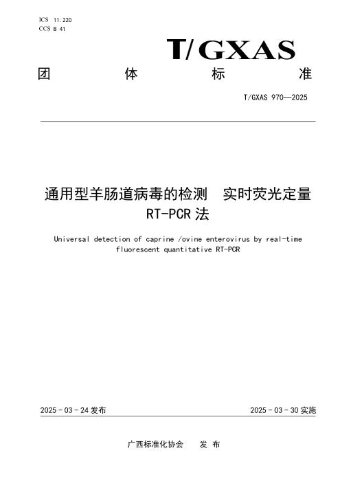 T/GXAS 970-2025 通用型羊肠道病毒的检测 实时荧光定量RT-PCR法