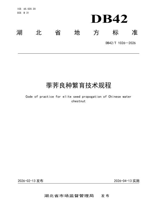 DB42/T 1026-2026 荸荠良种繁育技术规程
