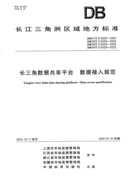 DB34/T 310029-2025 长三角数据共享平台 数 据接入规范