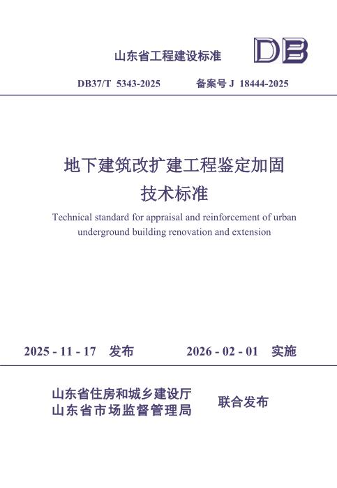 DB37/T 5343-2025 地下建筑改扩建工程鉴定加固技术标准