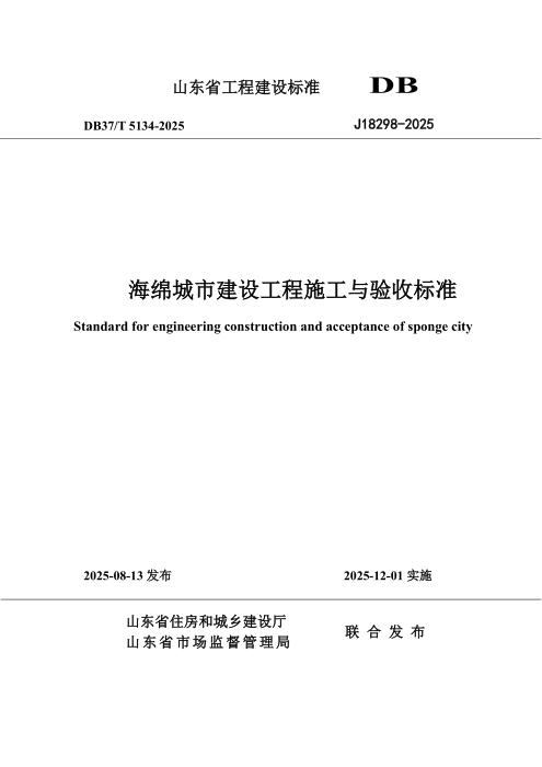 DB37/T 5134-2025 海绵城市建设工程施工与验收标准