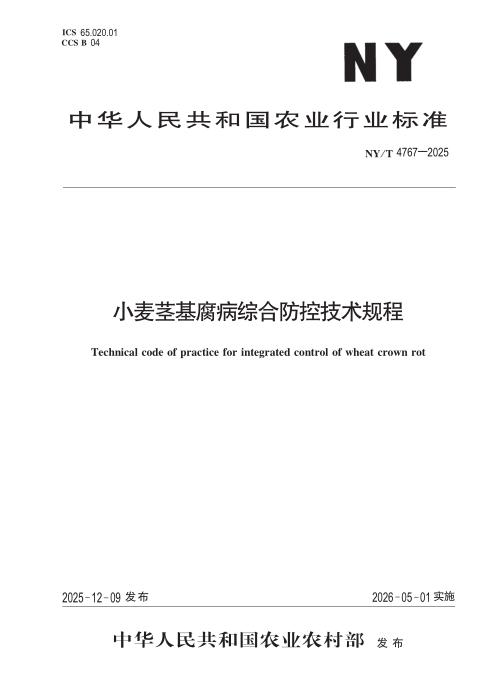 NY/T 4767-2025 小麦茎基腐病综合防控技术规程