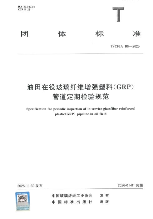 T/CFIA B6-2025 油田在役玻璃纤维增强塑料（GRP）管道定期检验规范