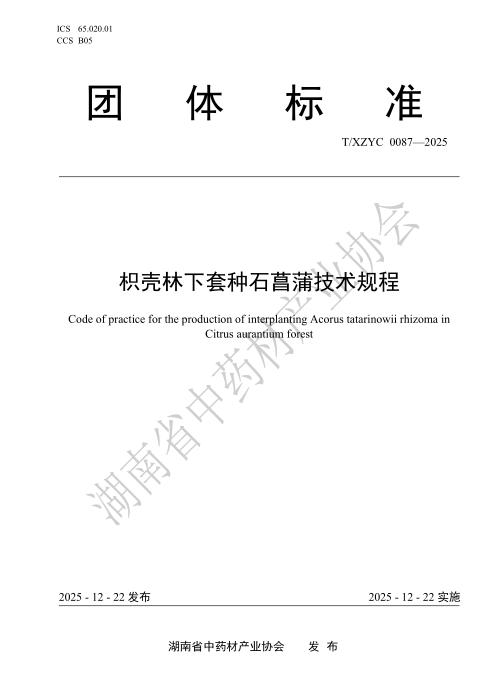 T/XZYC 0087-2025 枳壳林下套种石菖蒲技术规程