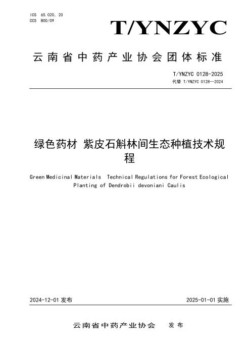 T/YNZYC 0128-2025 绿色药材 紫皮石斛林间生态种植技术规程