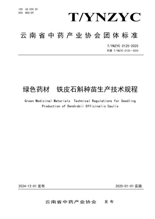 T/YNZYC 0125-2025 绿色药材 铁皮石斛种苗生产技术规程