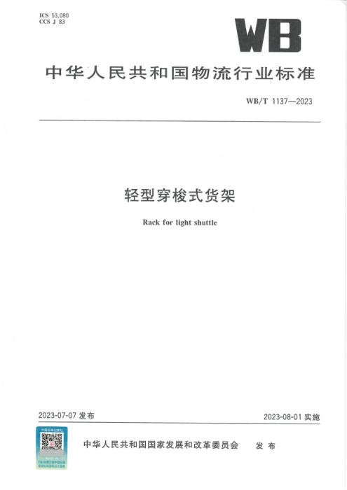 WB/T 1137-2023 轻型穿梭式货架