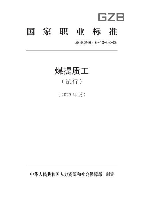 国家职业标准 6-10-03-06 煤提质工L（试行） 2025年版